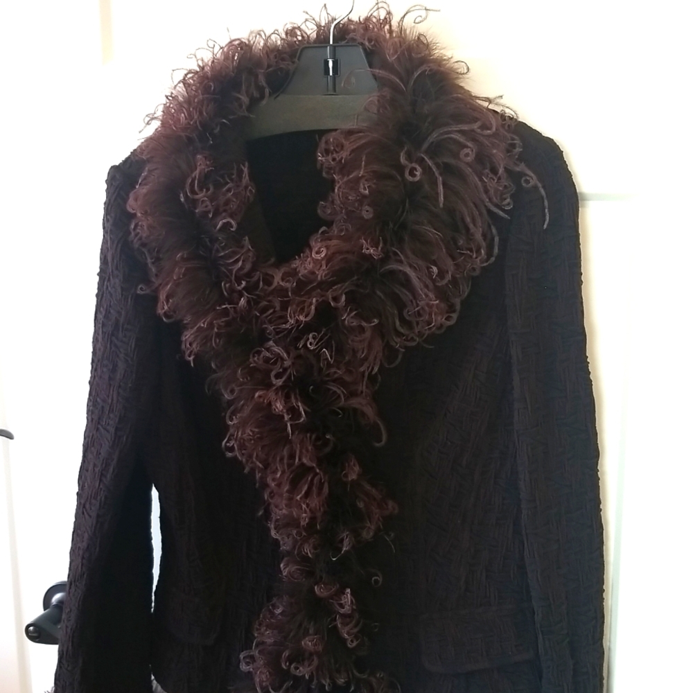 Montana Blu Sweater Jacket w/ feather Accents Size Large